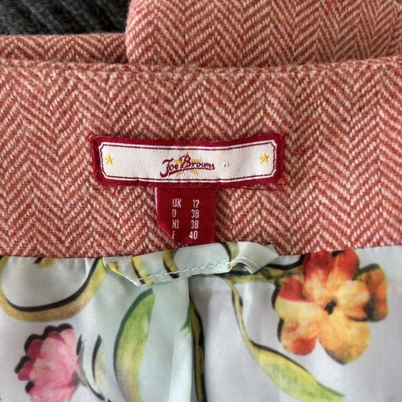 Joe Browns Waistcoat Size 12 Red Herringbone Corset Back Lined Wool Content - Picture 9 of 10